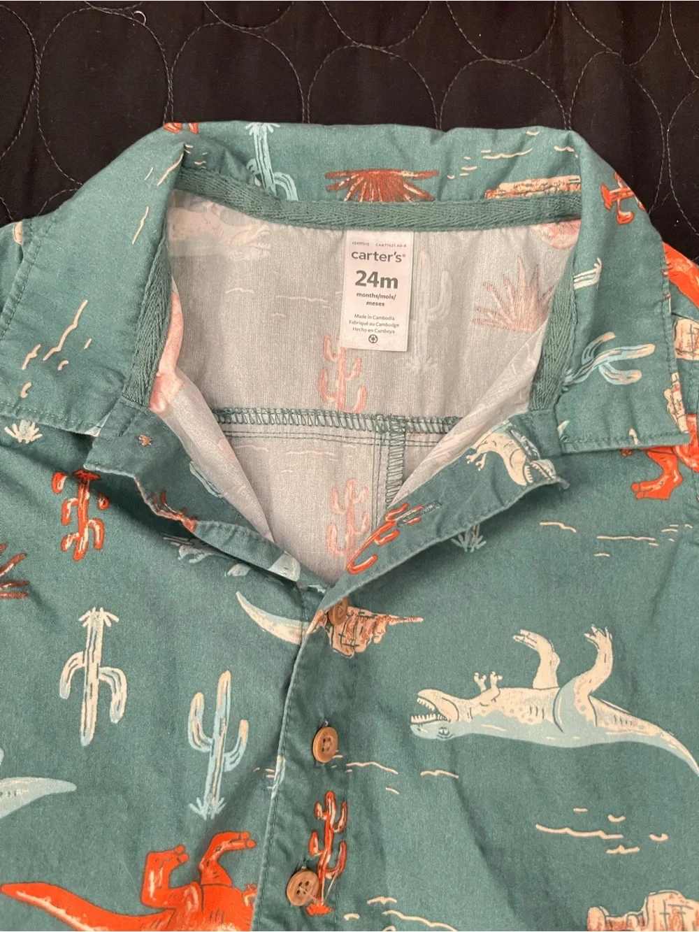 Carter's Teal Dinosaur Print One-Piece